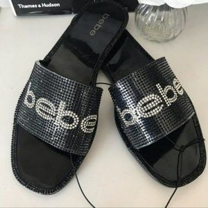BeBe Rhinestone Sandals Slides